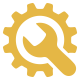 Illustration of a wrench surrounded by a gear to signify industry